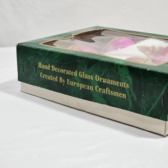 Vintage Christmas Classics Hand Decorated Glass Ornaments Two Gloss & Two Matte - Picture 6 of 8